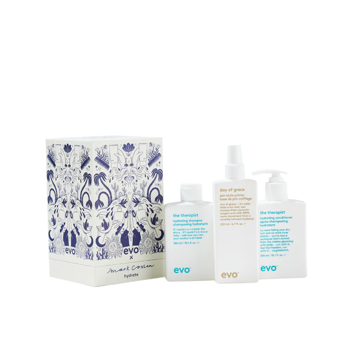 evo good givin' hydrate: the therapist šampūnas + kondicionierius + day of grace + tote bag