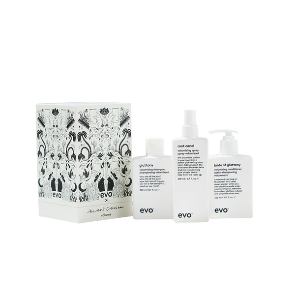 evo good givin' volume: gluttony šampūnas + kondicionierius + root canal + tote bag