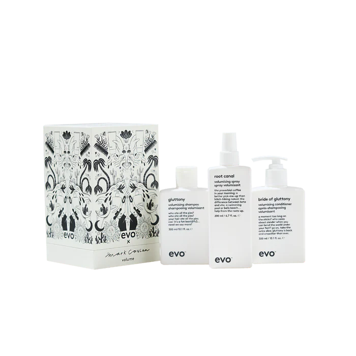 evo good givin' volume: gluttony šampūnas + kondicionierius + root canal + tote bag